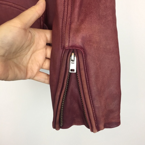IRO Han Burgundy Lamb Leather Moto Jacket \\ XS - Picture 8 of 8
